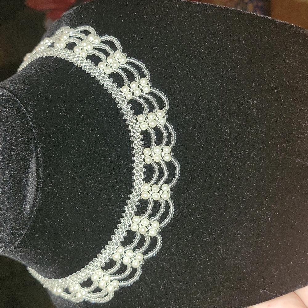 Faux pearl and clear glass bead …